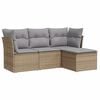 vidaXL Salon de jardin avec coussins 4 pcs beige r&eacute;sine tress&eacute;e