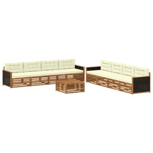 vidaXL Ensemble de canap&eacute;s d'ext&eacute;rieur 9 pc Naturel et Cr&egrave;me Polyester