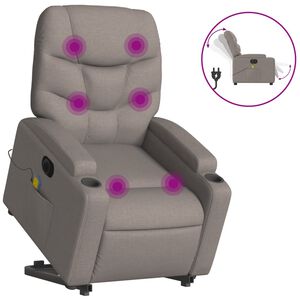 vidaXL Fauteuil inclinable de massage &eacute;lectrique Taupe Tissu