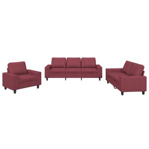 vidaXL Ensemble de canap&eacute;s 3 pcs rouge bordeaux tissu