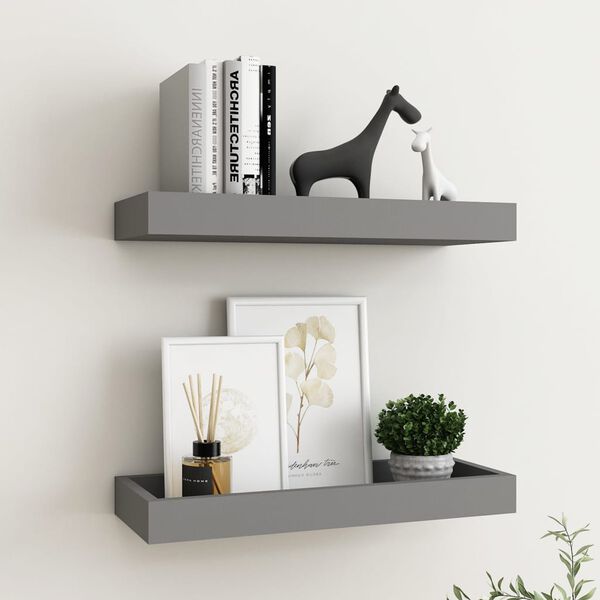 vidaXL &Eacute;tag&egrave;res murales Loggia 2 pcs Gris 40x15x4 cm MDF