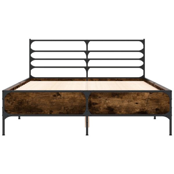 vidaXL Cadre de lit sans matelas ch&ecirc;ne fum&eacute; 140x190 cm