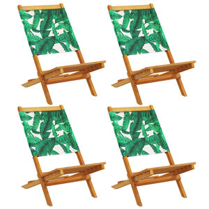 vidaXL Chaises pliantes 4 pi&egrave;ces Tissu vert et bois massif