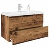 vidaXL Meuble lavabo avec bassin et robinet int&eacute;gr&eacute;s vieux bois