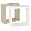 vidaXL &Eacute;tag&egrave;res cube murales 2 pcs Blanc et ch&ecirc;ne sonoma 30x15x30 cm