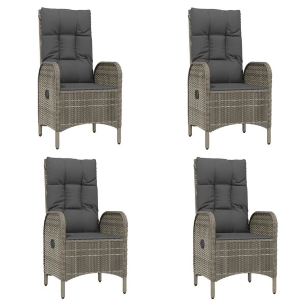 vidaXL Ensemble &agrave; manger de jardin 5 pcs coussins gris r&eacute;sine tress&eacute;e
