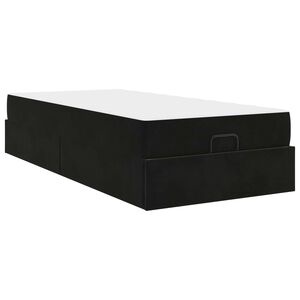 vidaXL Cadre de lit avec matelas avec matelas 2 pcs Noir Velours