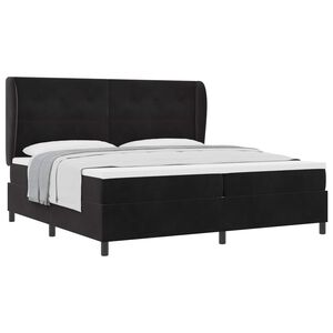 vidaXL Lit &agrave; ressorts avec matelas Noir 200 x 200 cm Polyester