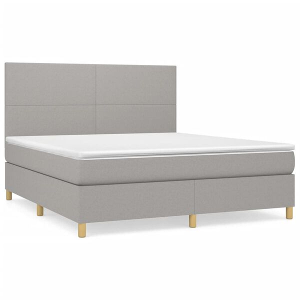 vidaXL Sommier &agrave; lattes de lit avec matelas Gris clair 180x200cm Tissu