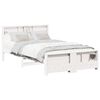 vidaXL Cadre de lit avec &eacute;tag&egrave;re Blanc 140 x 190 cm Pin massif