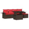 vidaXL Ensemble de canap&eacute; de jardin 6 pcs avec coussins marron r&eacute;sine tress&eacute;e