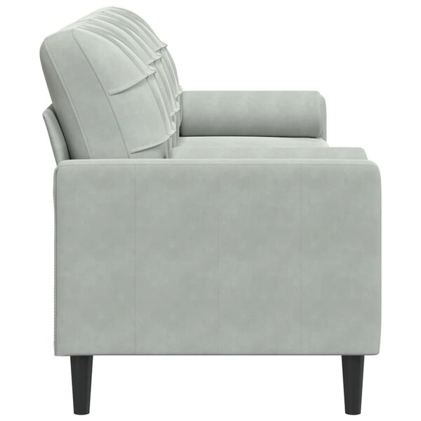 vidaXL Canap&eacute; 3 places avec oreillers gris clair 210 cm velours