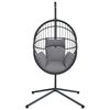 vidaXL Chaise suspendue en forme d'&oelig;uf et support gris rotin et acier