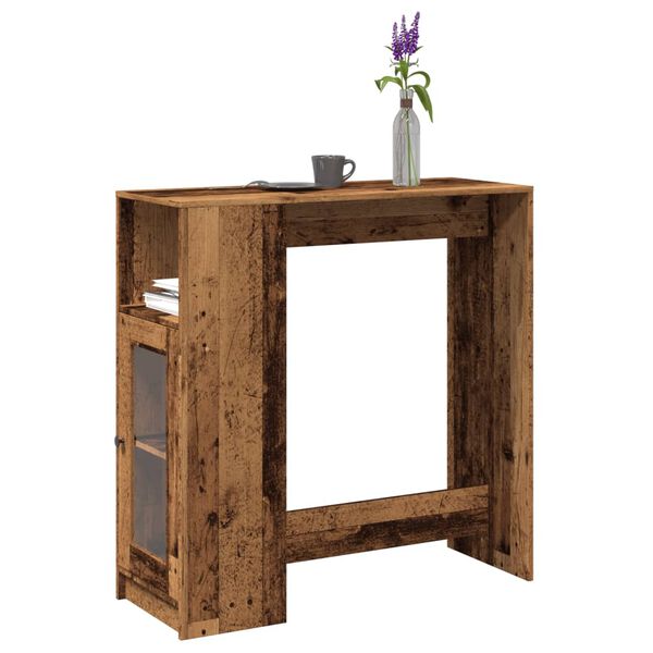 vidaXL Table de bar avec &eacute;tag&egrave;res vieux bois bois d'ing&eacute;nierie