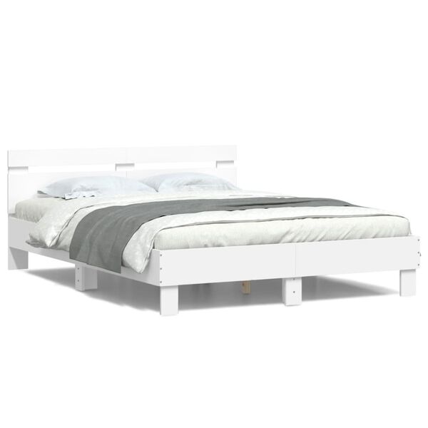 vidaXL Cadre de lit avec LED sans matelas blanc 140x190 cm