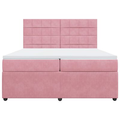 vidaXL Sommier à lattes de lit avec matelas Rose 200x200 cm Velours