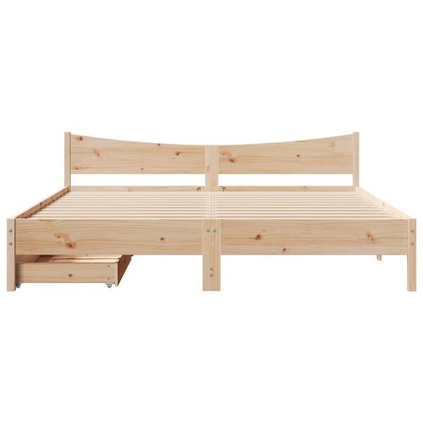 vidaXL Cadre de lit avec tiroirs 200x200 cm bois massif de pin