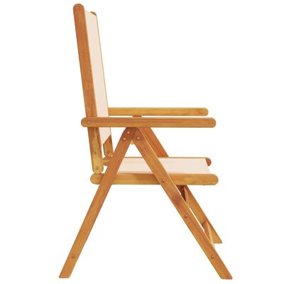 vidaXL Chaises de jardin lot de 2 beige bois d'acacia massif et tissu