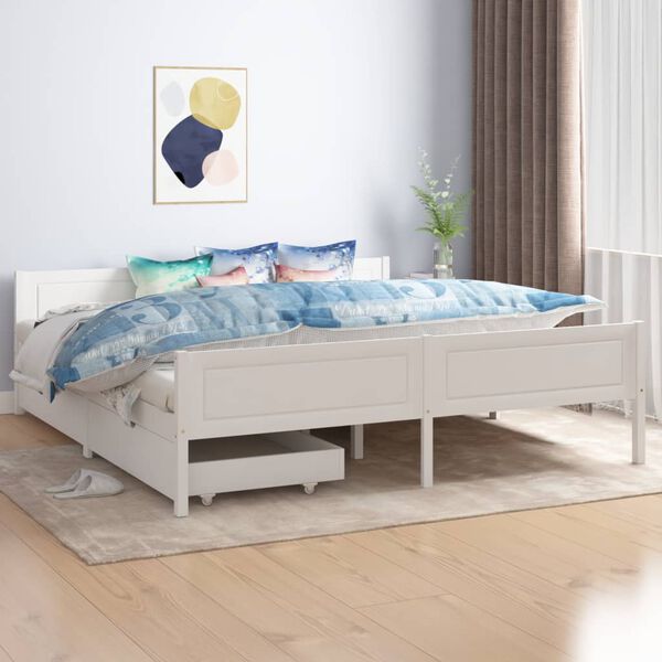 vidaXL Cadre de lit sans matelas blanc bois massif de pin 180x200 cm