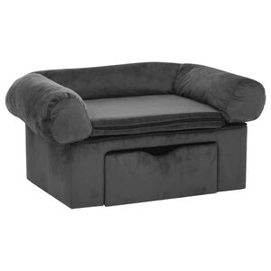 vidaXL Canap&eacute; pour chien avec tiroir Gris fonc&eacute; 75x50x38 cm Peluche