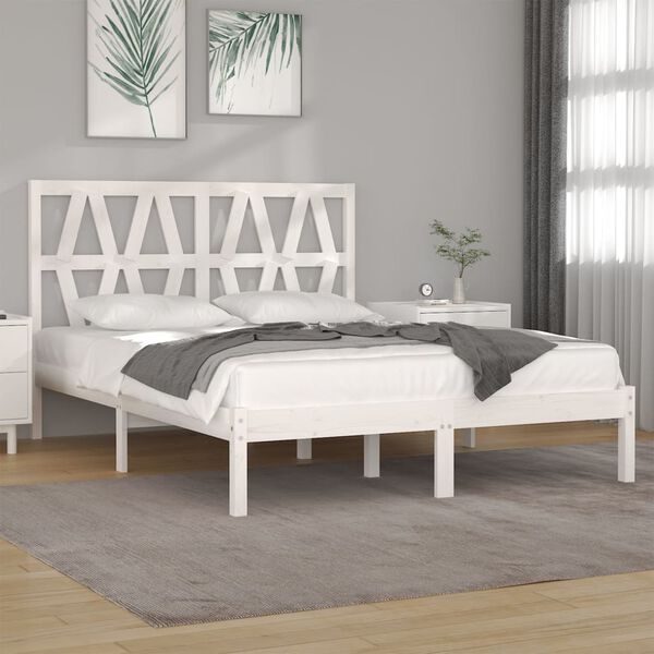 vidaXL Cadre de lit sans matelas blanc bois massif 120x200 cm