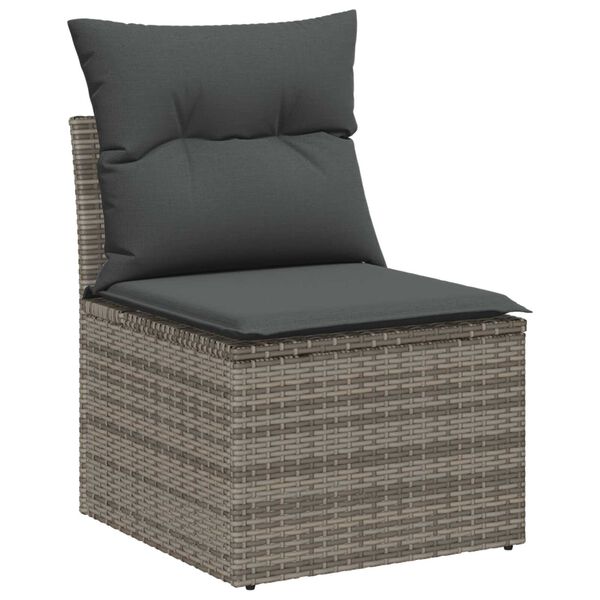 vidaXL Ensemble de canapé de jardin avec coussin 9 pcs Gris Poly rotin