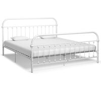 vidaXL Cadre de lit avec tête de lit blanc 180x200 cm métal