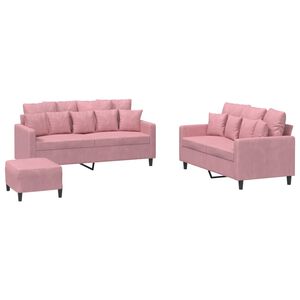 vidaXL Ensemble de canap&eacute;s 3 pcs avec coussins Rose Velours