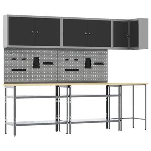 vidaXL Ensemble de placards de travail 10 pi&egrave;ces Noir et gris