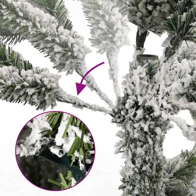 vidaXL Sapin de Noël artificiel à charnière 300LED neige floquée 210cm