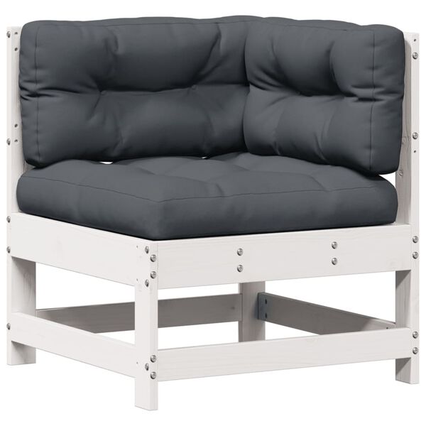 vidaXL Salon de jardin avec coussins 8 pcs blanc bois de pin massif