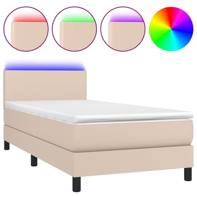 vidaXL Sommier à lattes de lit matelas et LED Cappuccino 80x200cm