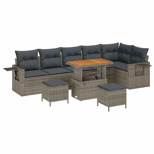vidaXL Ensemble de canap&eacute; de jardin avec coussin 11 pcs Gris polyrotin