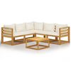 vidaXL Salon de jardin 6 pcs avec coussin Cr&egrave;me Bois d'acacia solide