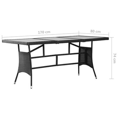vidaXL Table de jardin noir 170x80x74 cm résine tressée