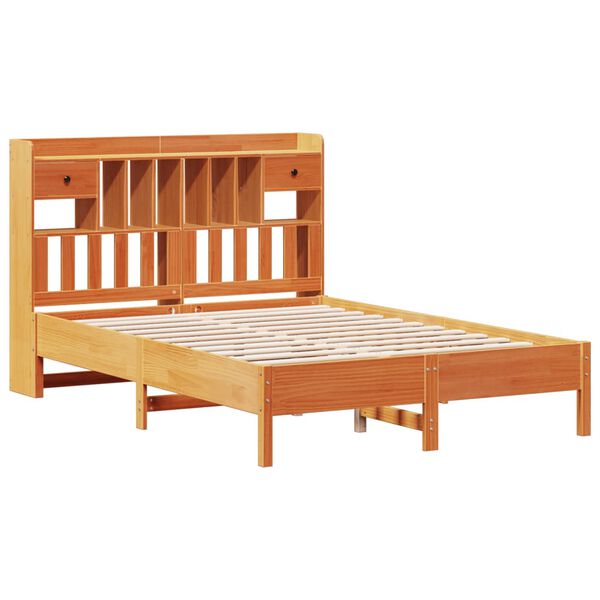 vidaXL Lit biblioth&egrave;que sans matelas cire marron 150x200 cm pin massif