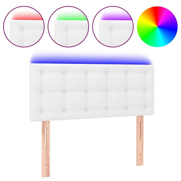 vidaXL T&ecirc;te de lit &agrave; LED Blanc 100x5x78/88 cm Similicuir