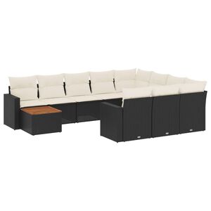 vidaXL Salon de jardin 11 pcs avec coussins noir r&eacute;sine tress&eacute;e