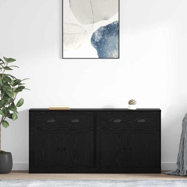 vidaXL Buffets 2 pcs Ch&ecirc;ne noir 70 x 35,5 x 67,5 cm Bois d'ing&eacute;nierie