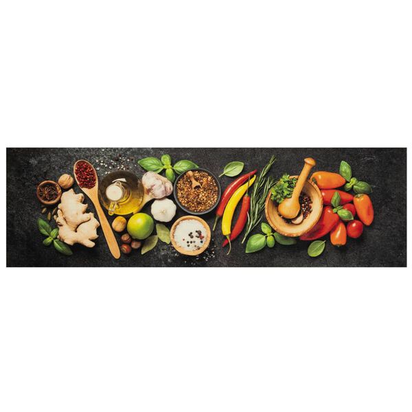 vidaXL Tapis de cuisine lavable impression d'&eacute;pices 45x150 cm velours