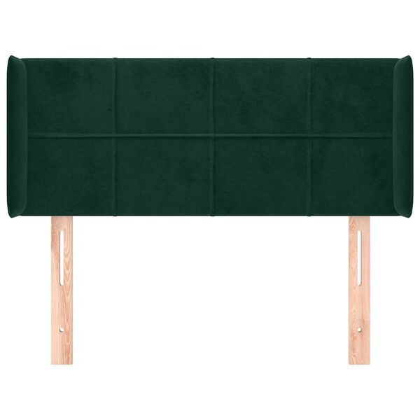 vidaXL T&ecirc;te de lit avec oreilles Vert fonc&eacute; 93x16x78/88 cm Velours