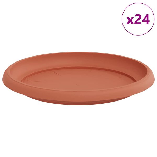 vidaXL Plateau &agrave; fleurs rond 24 pcs Rouge brique &Oslash; 21,5 x 2,5 cm