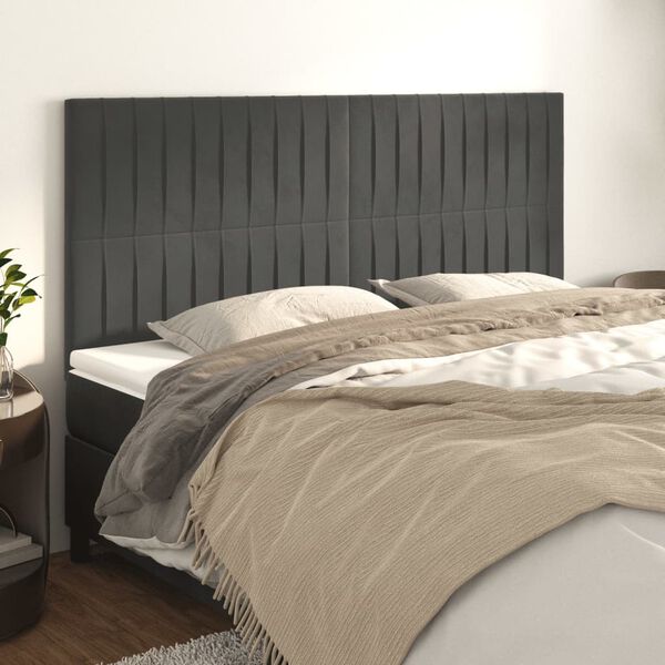 vidaXL T&ecirc;te de lit Gris fonc&eacute; 200 x 5 x 118/128 cm Velours
