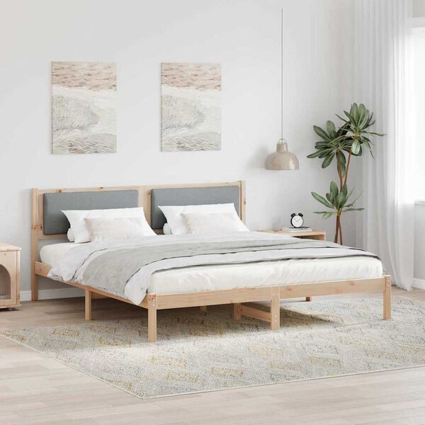 vidaXL Cadre de lit Gris clair 200 x 200 cm Pin massif