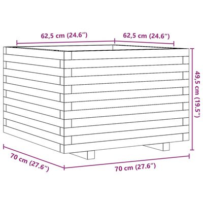 vidaXL Jardinière cire marron 70x70x49,5 cm bois de pin massif