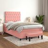 vidaXL Sommier &agrave; lattes de lit avec matelas rose 120x190 cm velours