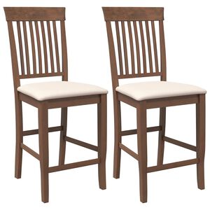vidaXL Tabourets de bar avec coussins 2 pcs marron bois massif d'h&eacute;v&eacute;a