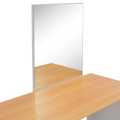 vidaXL Coiffeuse avec miroir et tabouret Gris 104 x 45 x 131 cm