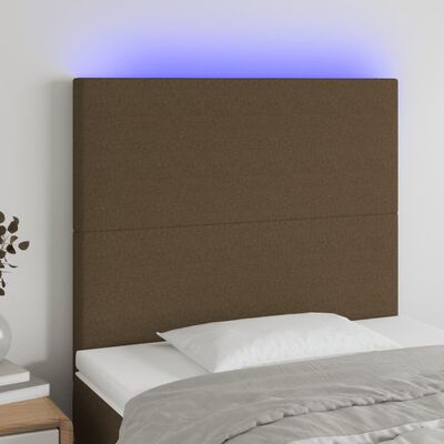 vidaXL Tête de lit à LED Marron foncé 100x5x118/128 cm Tissu