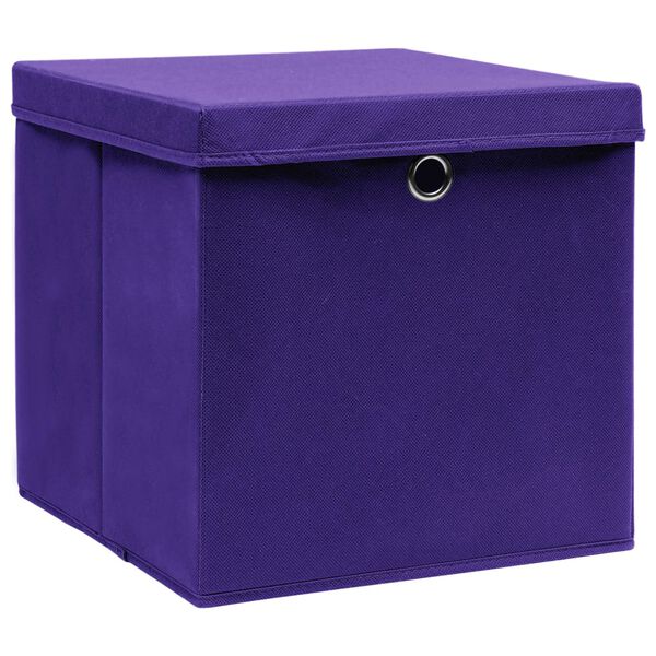 vidaXL Bo&icirc;tes de rangement et couvercles 10pcs Violet 32x32x32cm Tissu